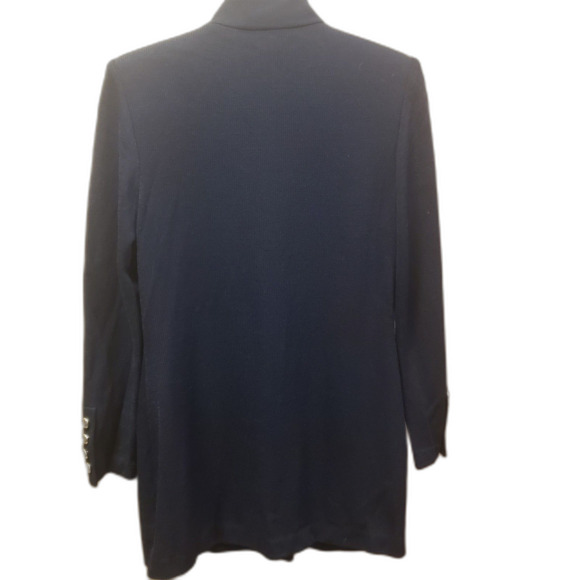 ST JOHN BASICS BLACK Santana Military Blazer Sz 6 Gold Tone Button - Picture 3 of 6